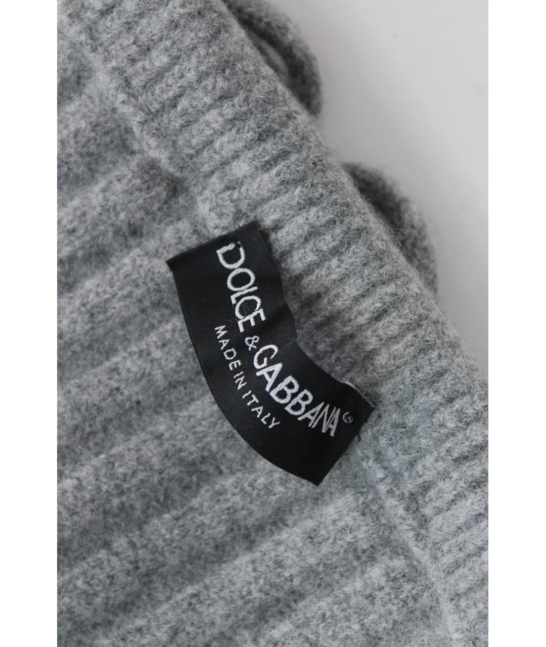 DOLCE&GABBANA Серый шерстяной шарф, фото 9