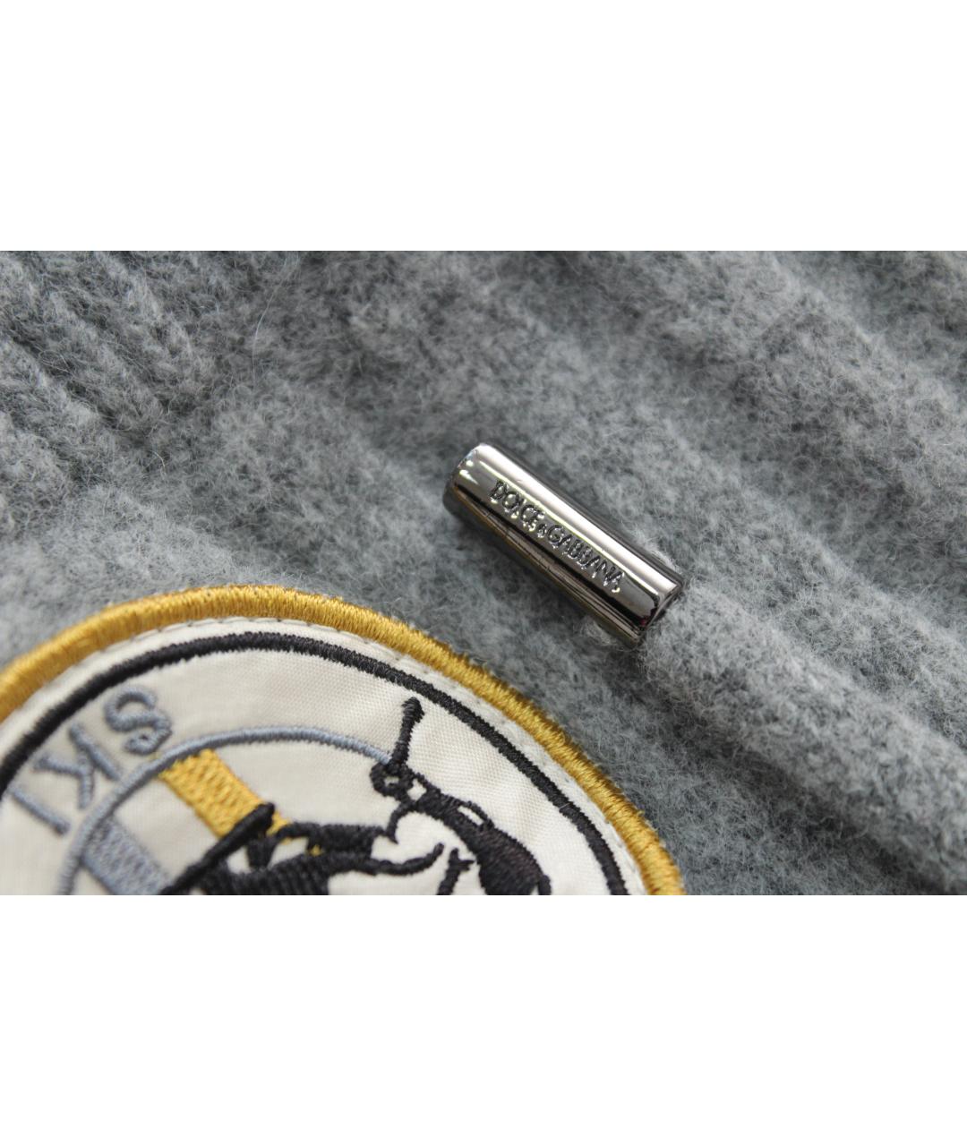 DOLCE&GABBANA Серый шерстяной шарф, фото 4