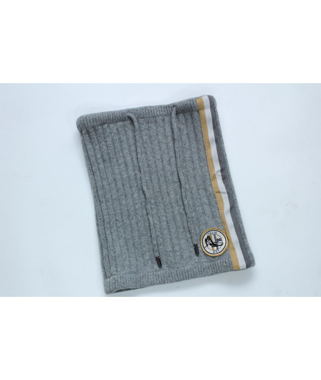 DOLCE&GABBANA Серый шерстяной шарф, фото 2