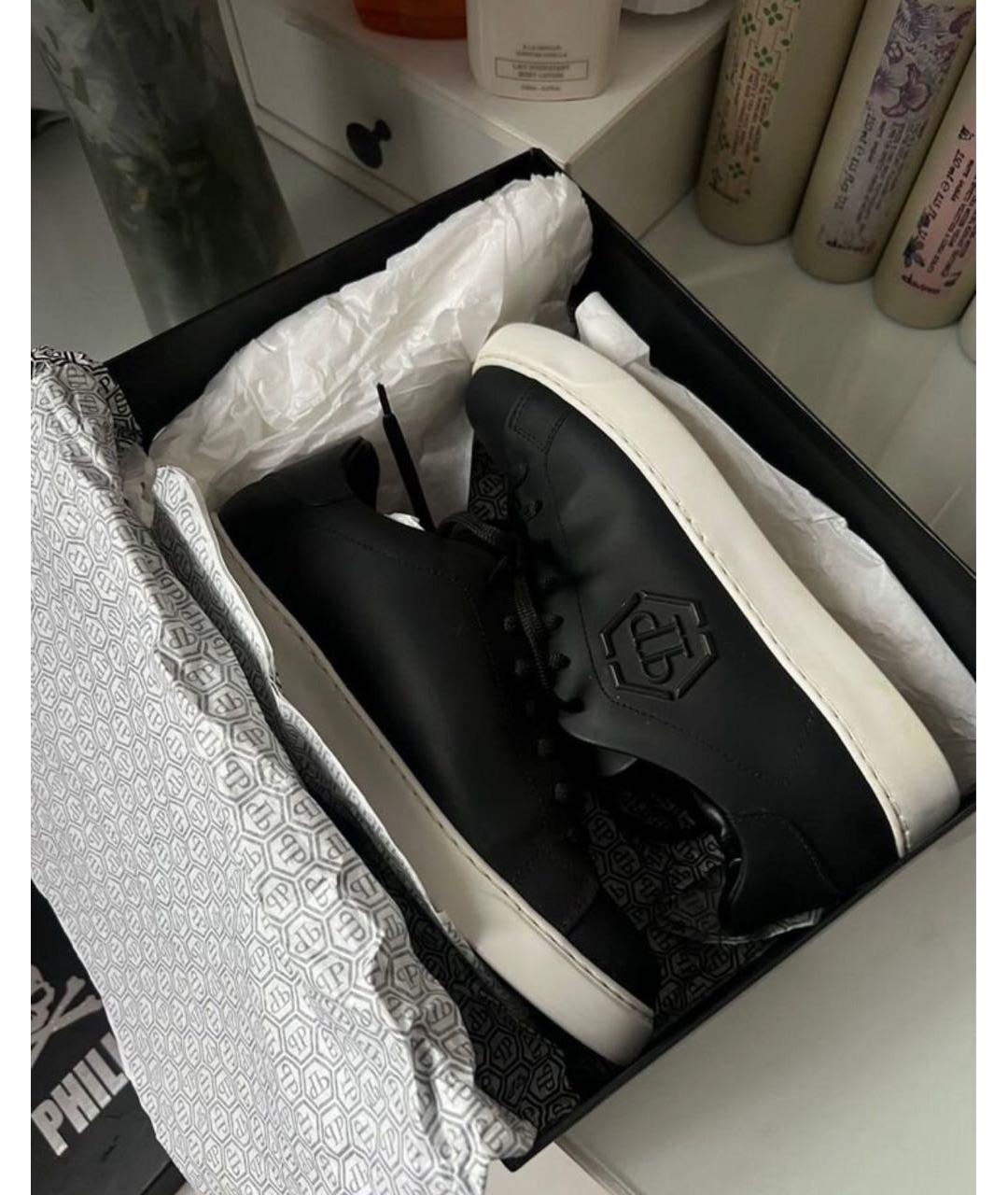 PHILIPP PLEIN Черные кожаные кроссовки, фото 5