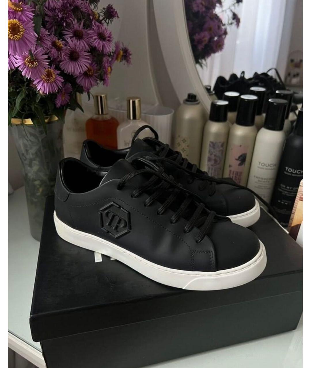 PHILIPP PLEIN Черные кожаные кроссовки, фото 2