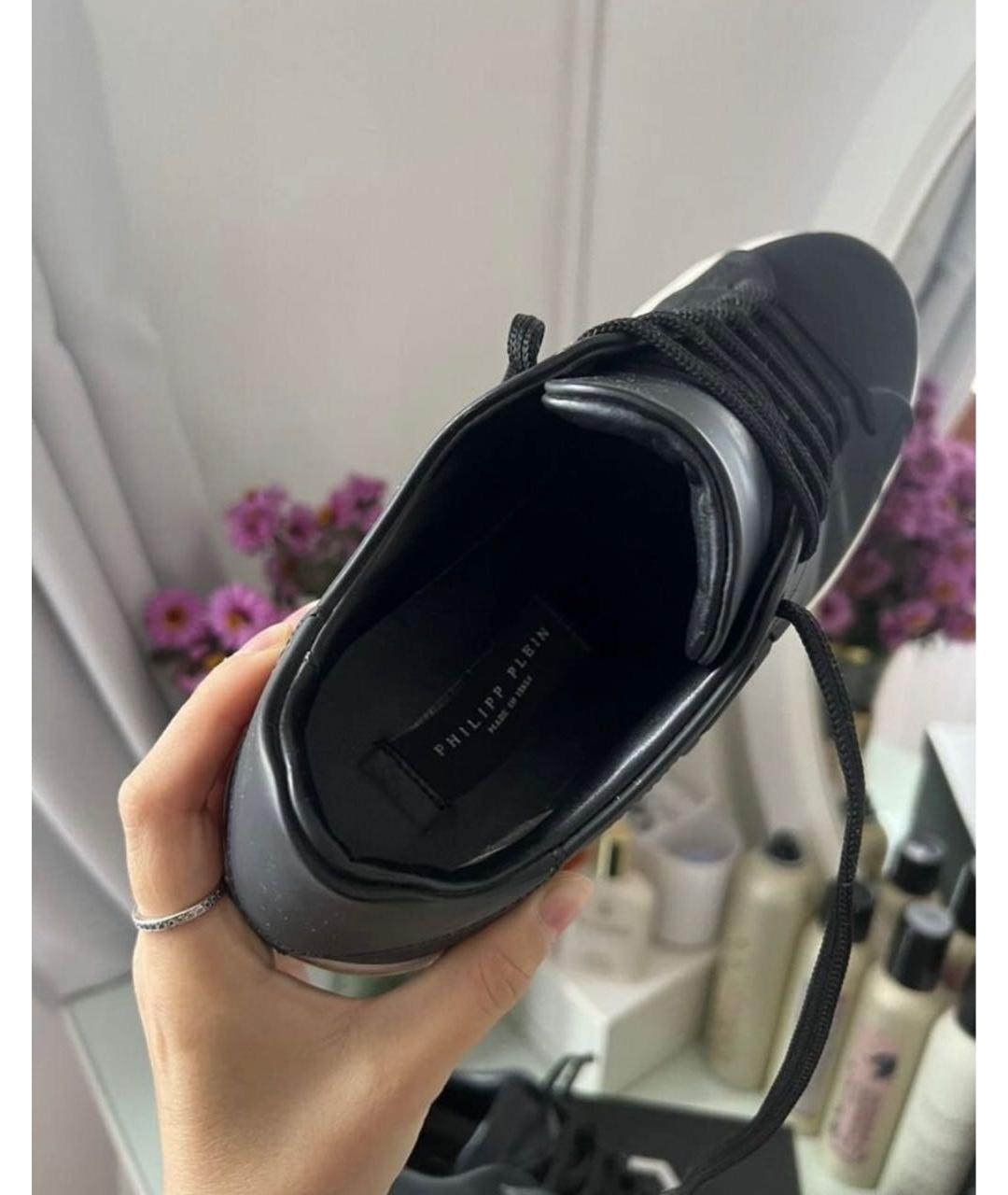 PHILIPP PLEIN Черные кожаные кроссовки, фото 6