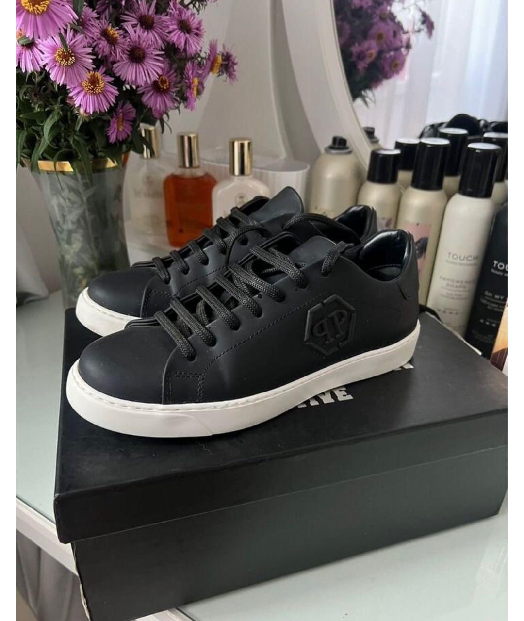 PHILIPP PLEIN Черные кожаные кроссовки, фото 8