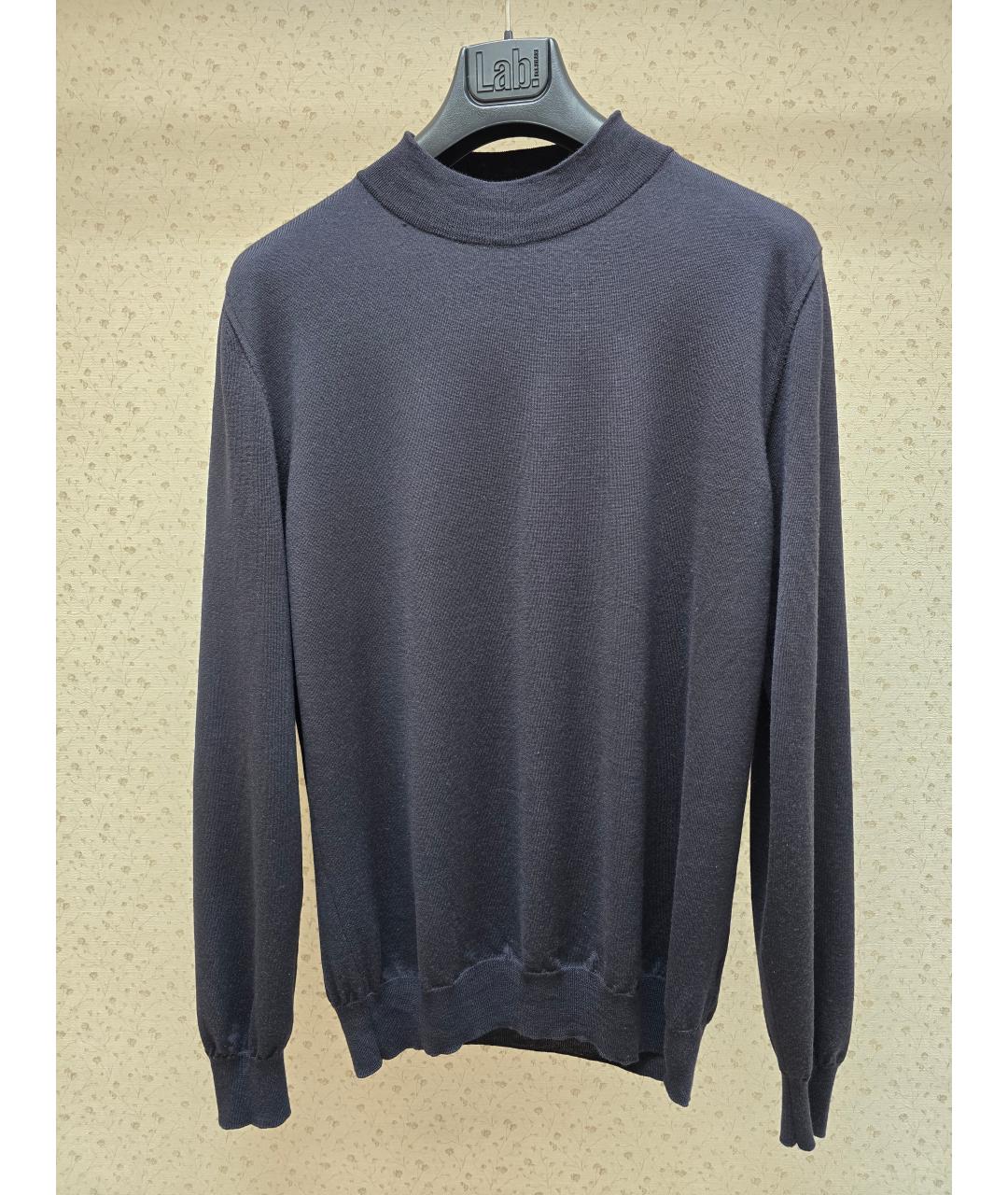 KITON Темно-синий шерстяной джемпер / свитер, фото 5