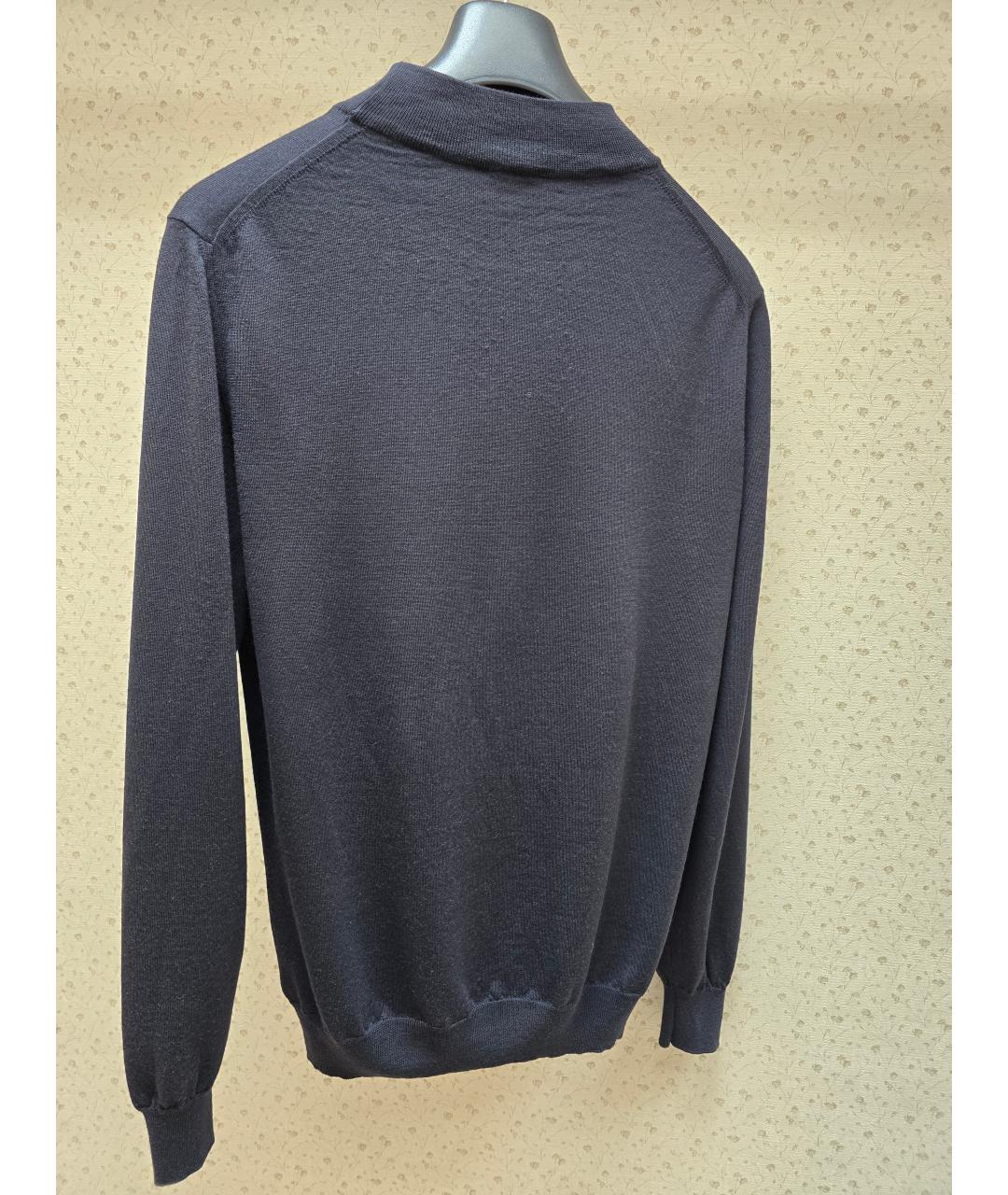 KITON Темно-синий шерстяной джемпер / свитер, фото 2