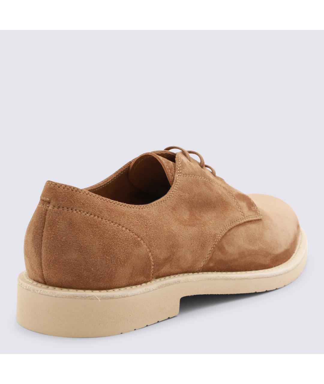 BRUNELLO CUCINELLI Бежевые замшевые низкие ботинки, фото 3