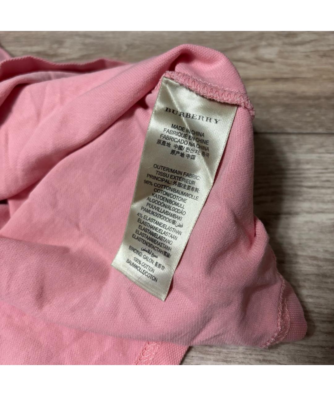 BURBERRY Розовая хлопковая футболка, фото 6