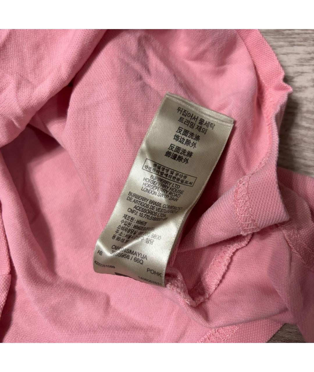 BURBERRY Розовая хлопковая футболка, фото 8