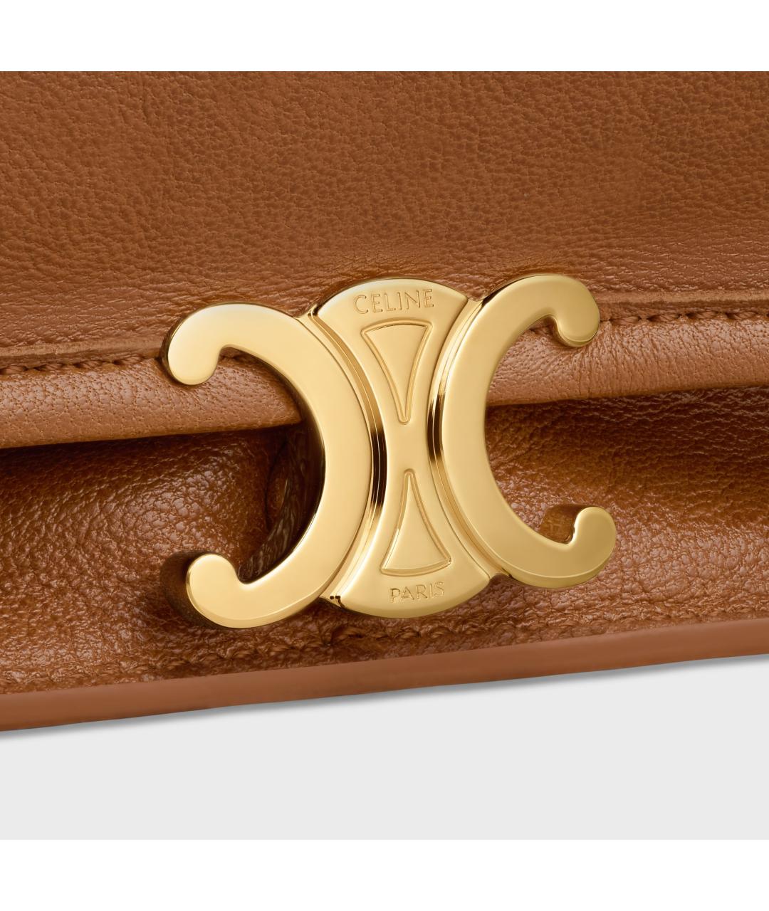 CELINE Коричневая кожаная сумка через плечо, фото 4