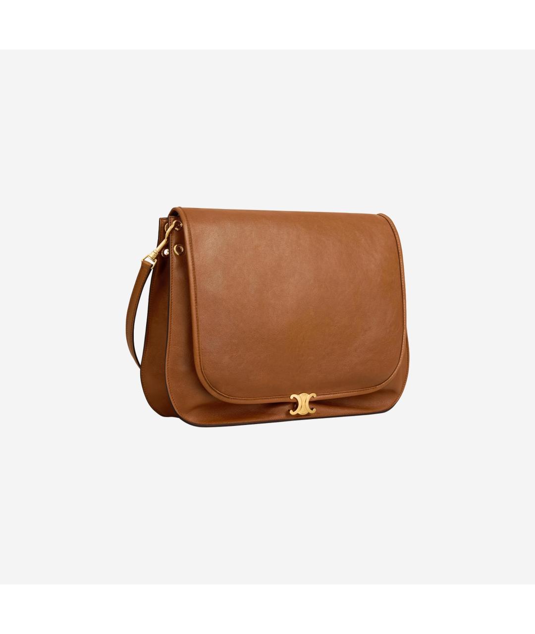 CELINE Коричневая кожаная сумка через плечо, фото 2