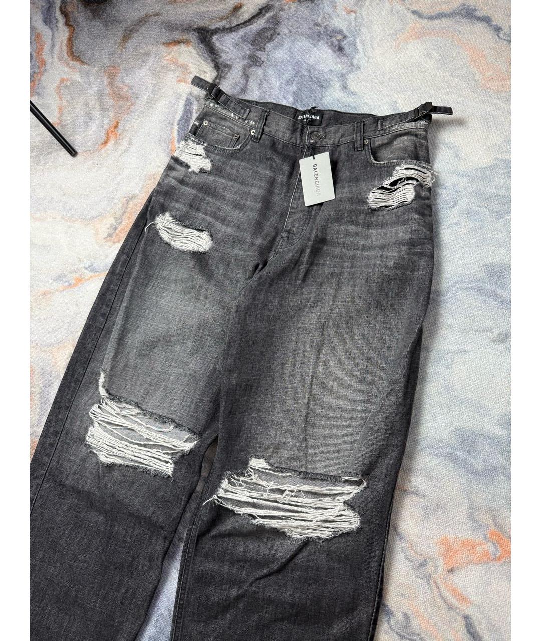 BALENCIAGA Антрацитовые хлопковые прямые джинсы, фото 3