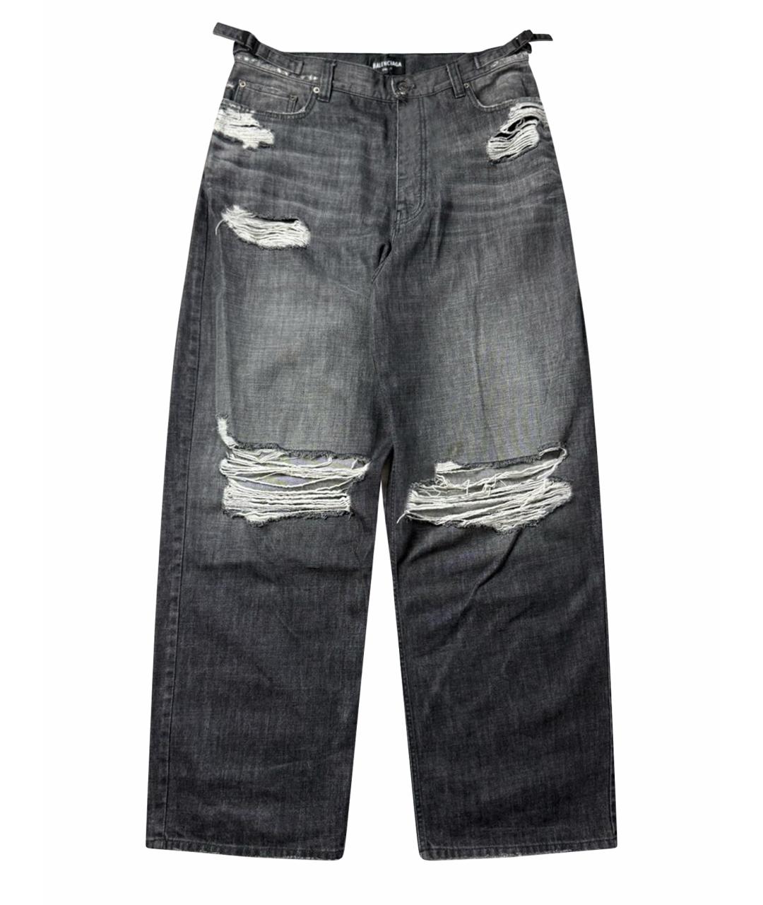 BALENCIAGA Антрацитовые хлопковые прямые джинсы, фото 1