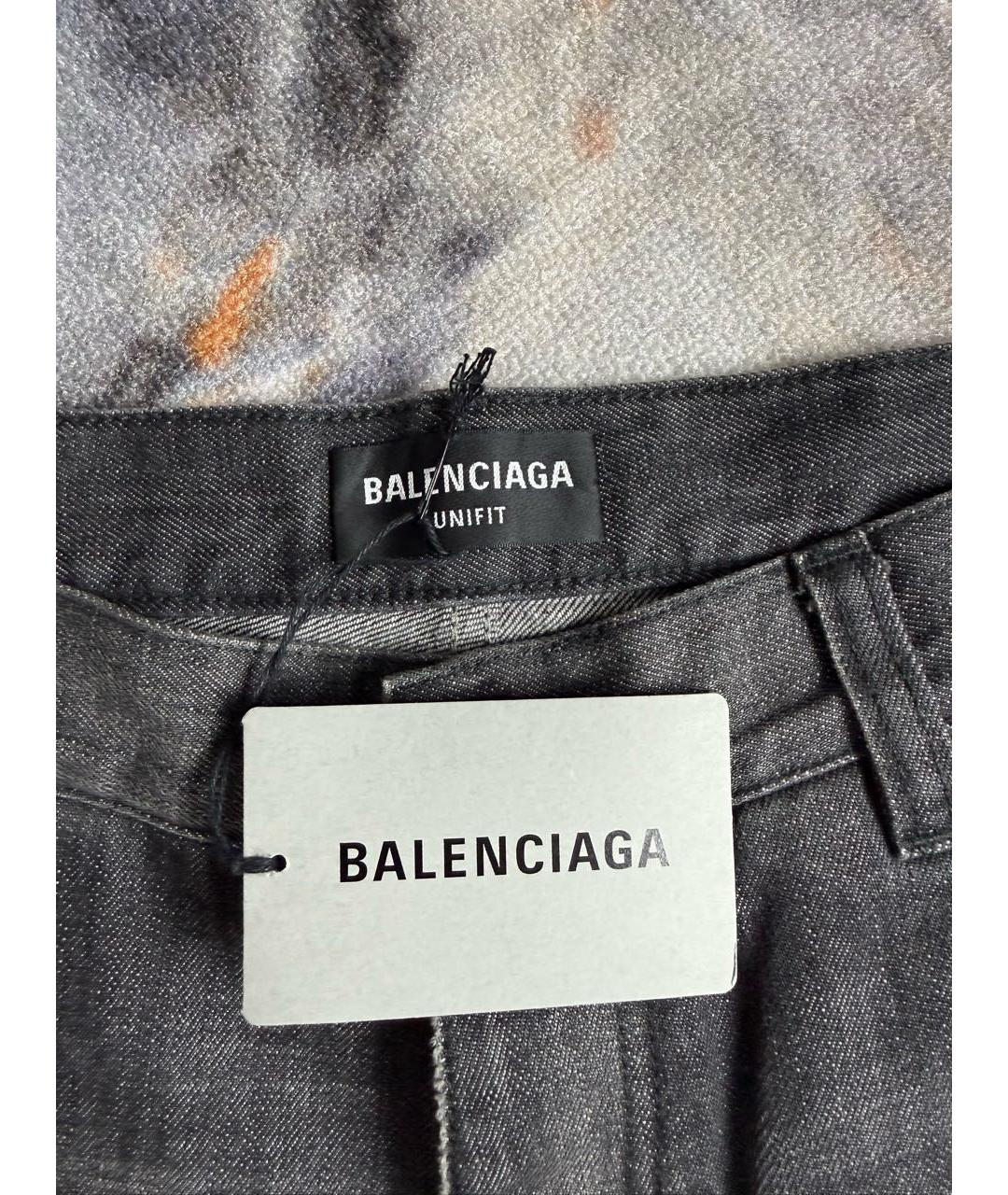 BALENCIAGA Антрацитовые хлопковые прямые джинсы, фото 6