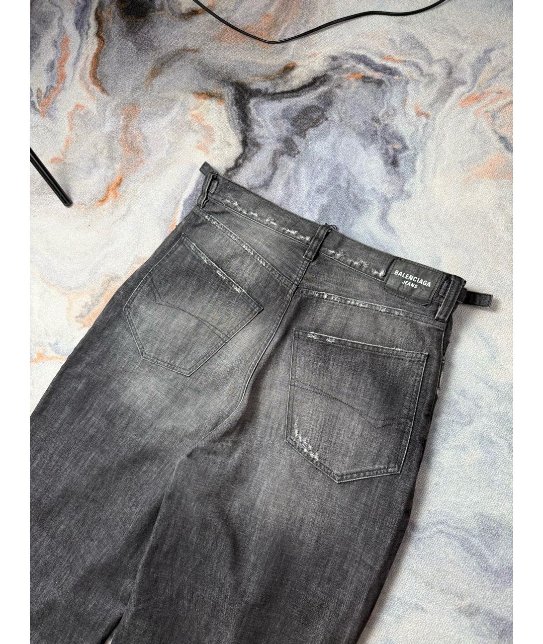 BALENCIAGA Антрацитовые хлопковые прямые джинсы, фото 4