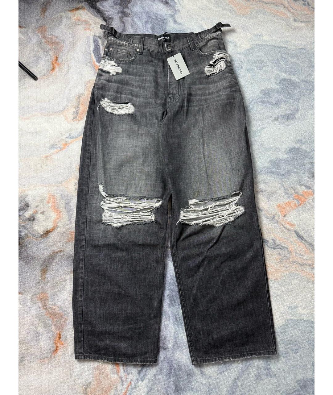 BALENCIAGA Антрацитовые хлопковые прямые джинсы, фото 8