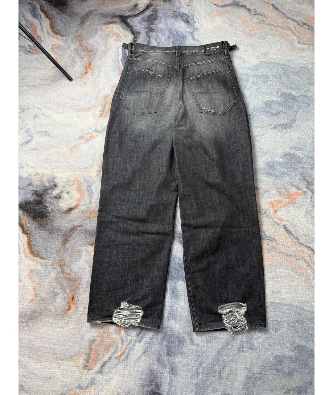 BALENCIAGA Антрацитовые хлопковые прямые джинсы, фото 2