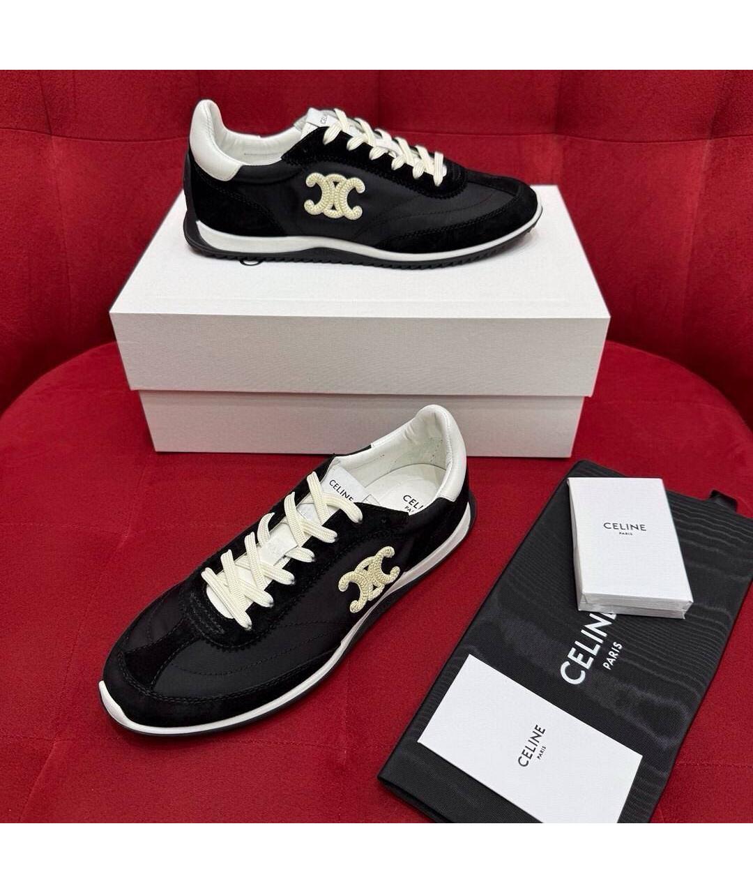 CELINE Черные текстильные кроссовки, фото 5