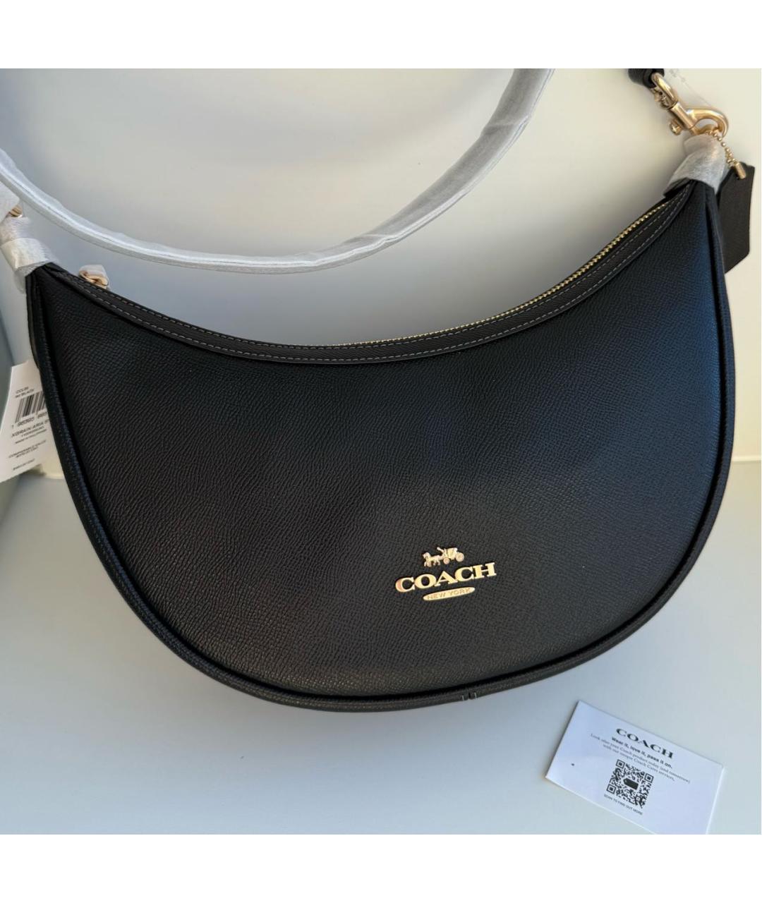 COACH Черная кожаная сумка через плечо, фото 2