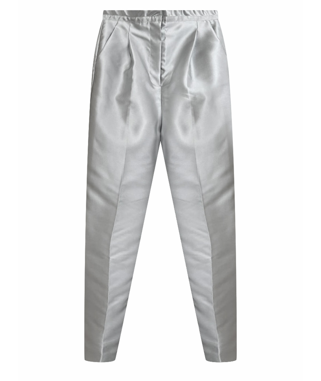 EMPORIO ARMANI Серебряные атласные прямые брюки, фото 1