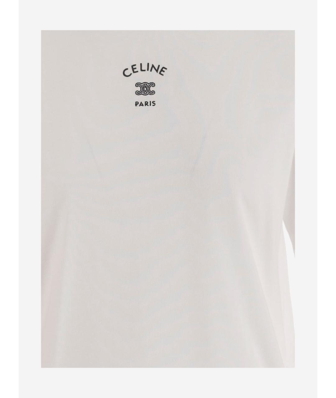 CELINE Белая хлопковая футболка, фото 3