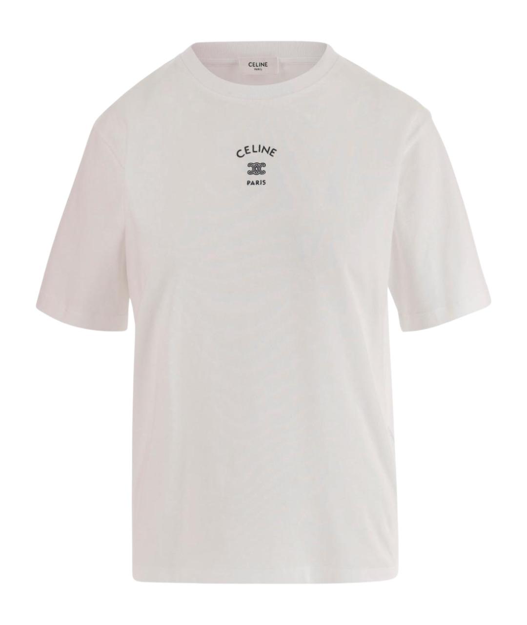 CELINE Белая хлопковая футболка, фото 1