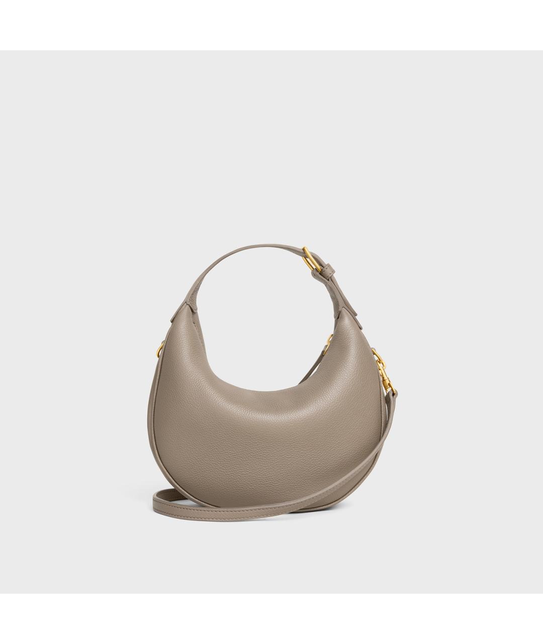 CELINE Бежевая кожаная сумка с короткими ручками, фото 3