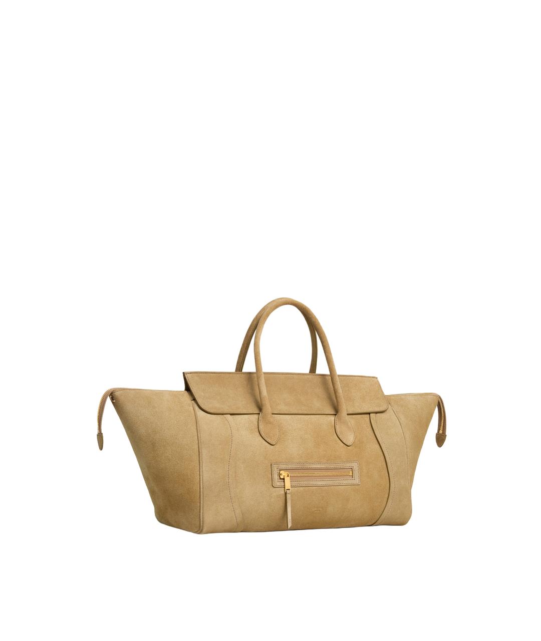 CELINE Бежевая замшевая сумка тоут, фото 2