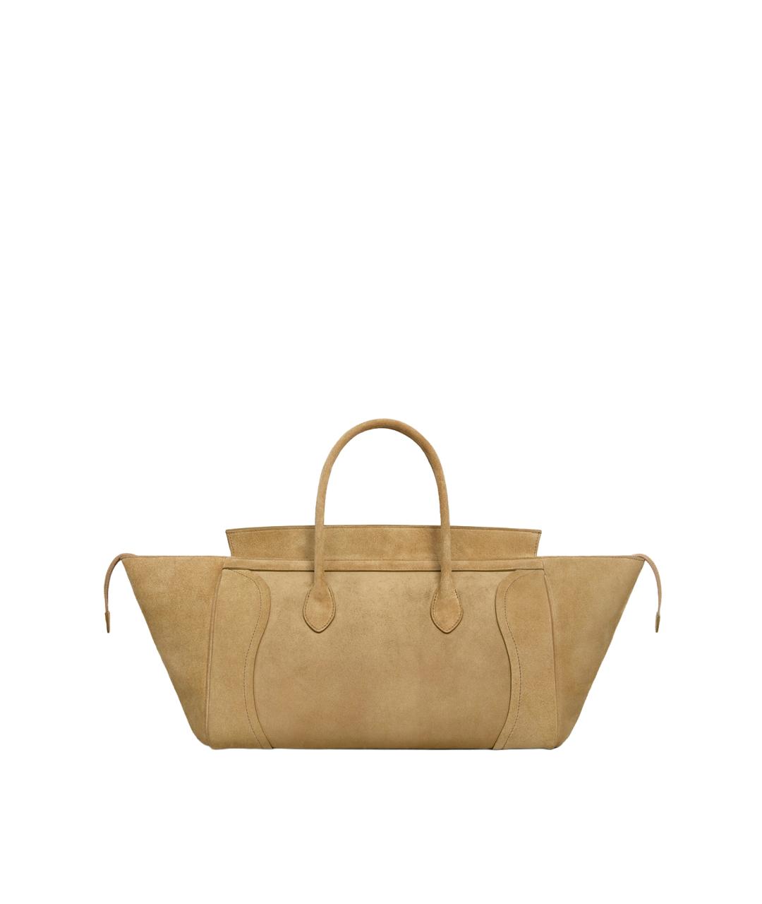 CELINE Бежевая замшевая сумка тоут, фото 3