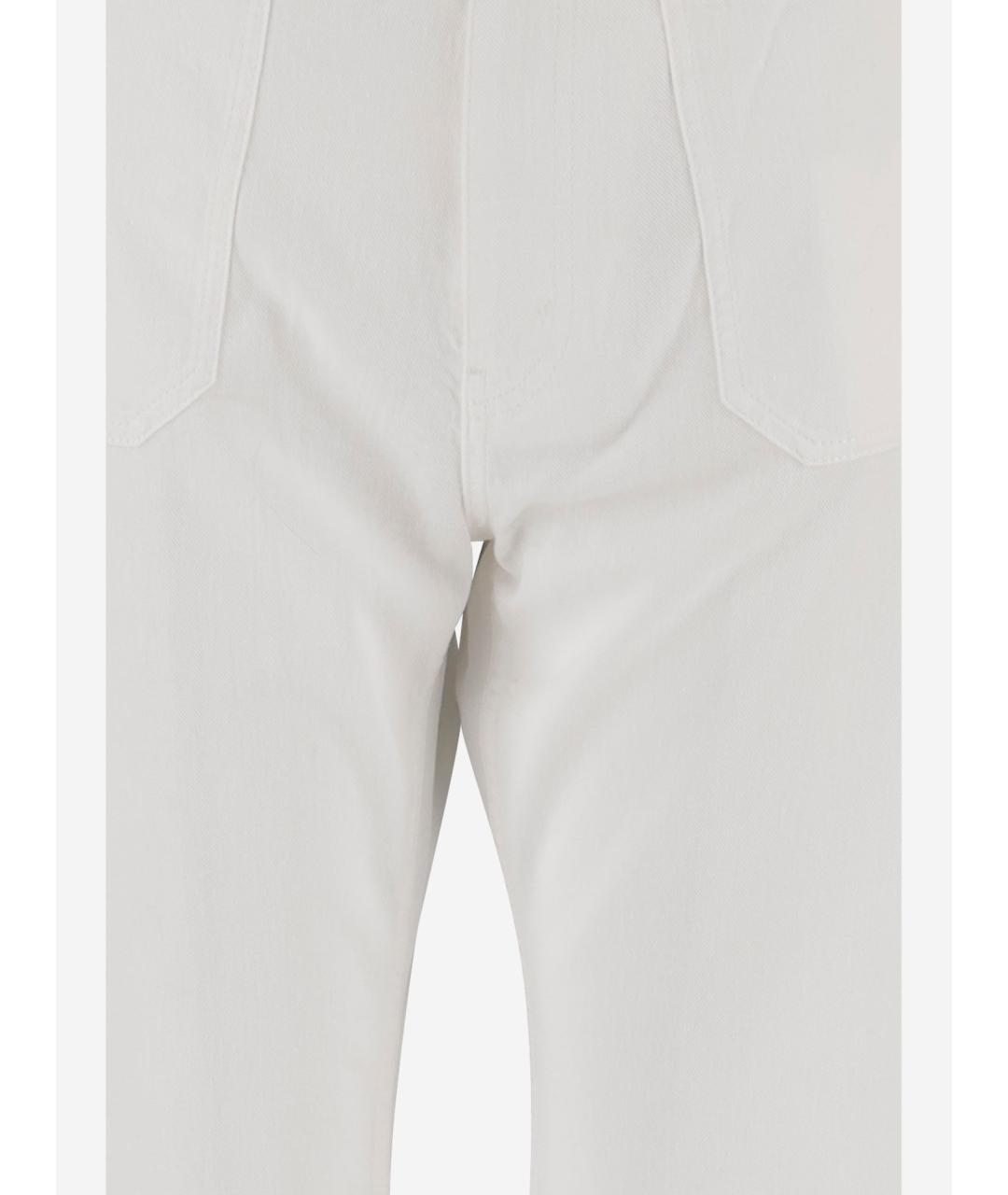 CELINE Белые хлопковые прямые джинсы, фото 3