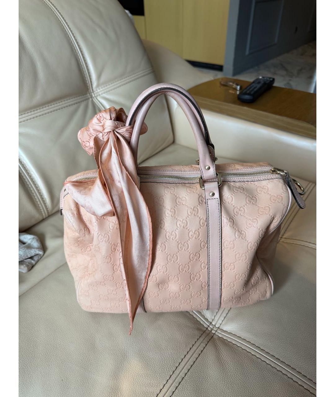 GUCCI Розовая кожаная сумка с короткими ручками, фото 3