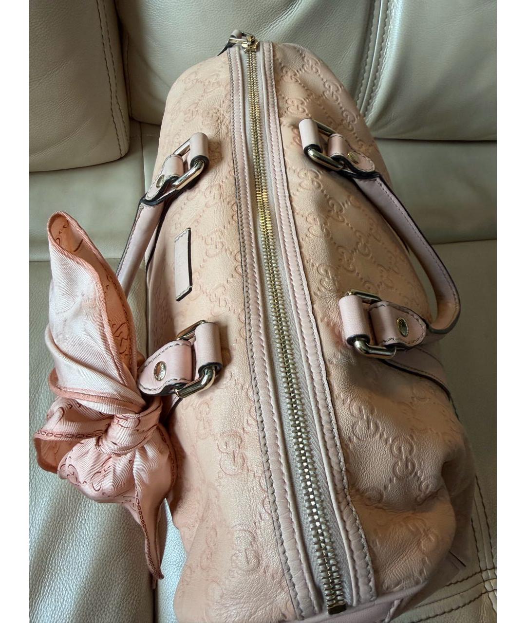 GUCCI Розовая кожаная сумка с короткими ручками, фото 8