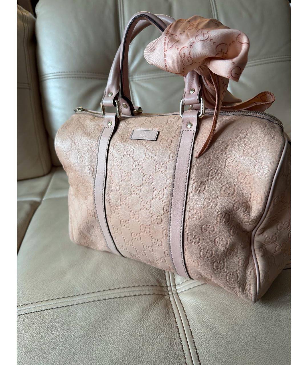 GUCCI Розовая кожаная сумка с короткими ручками, фото 2
