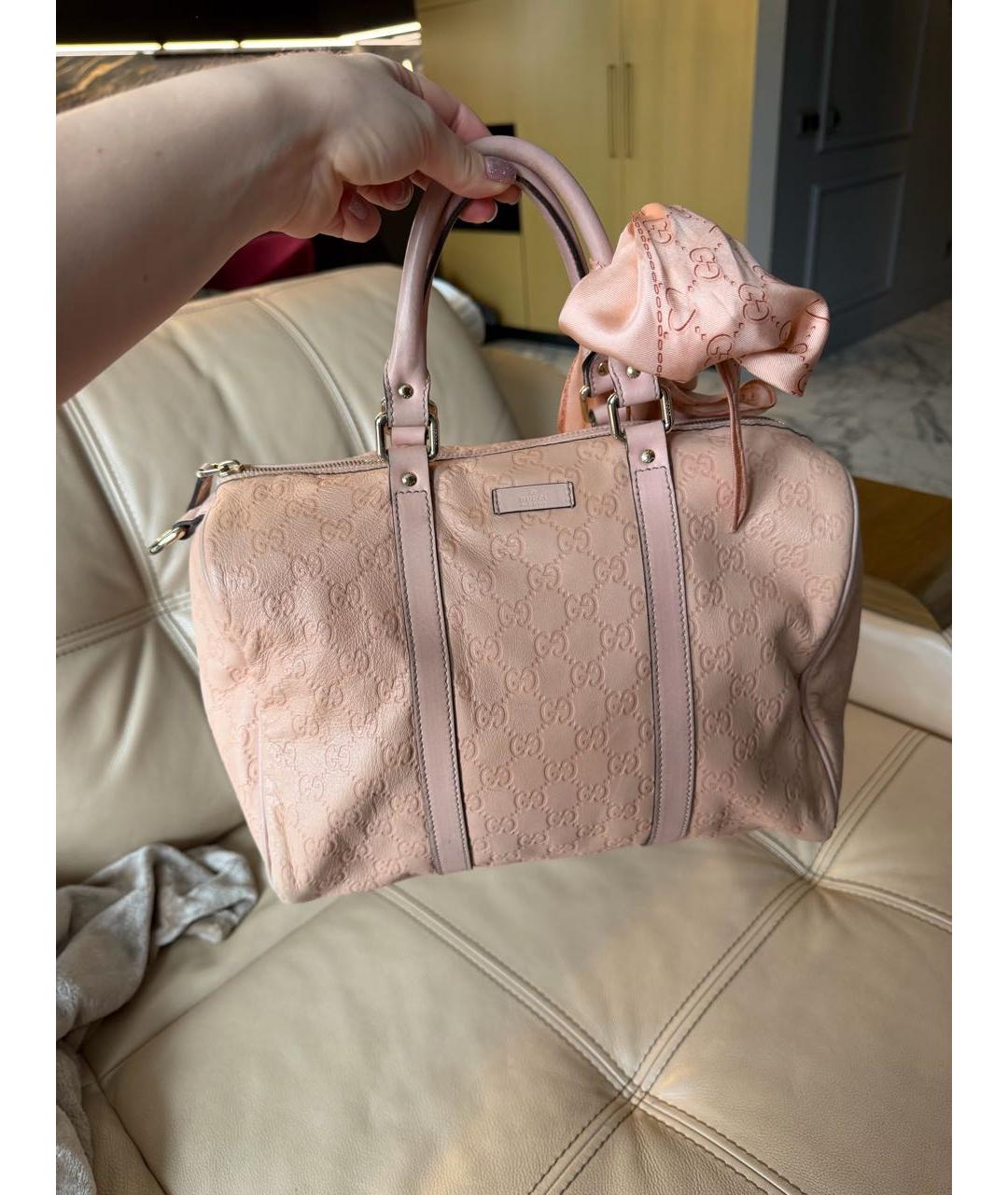 GUCCI Розовая кожаная сумка с короткими ручками, фото 7