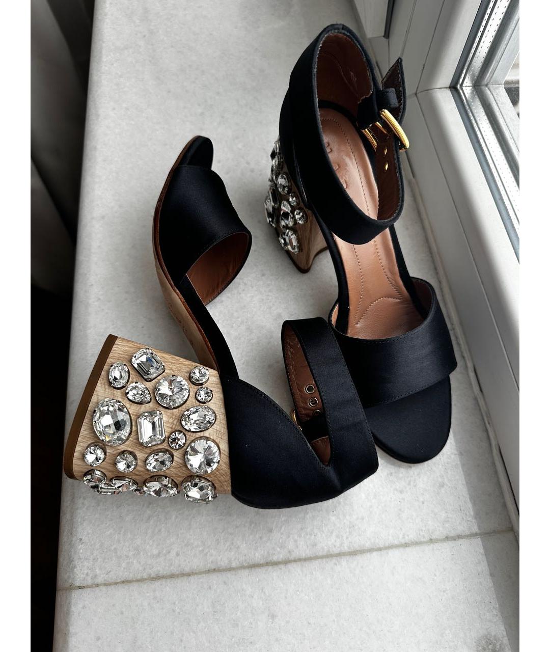 MARNI Черные текстильные босоножки, фото 2