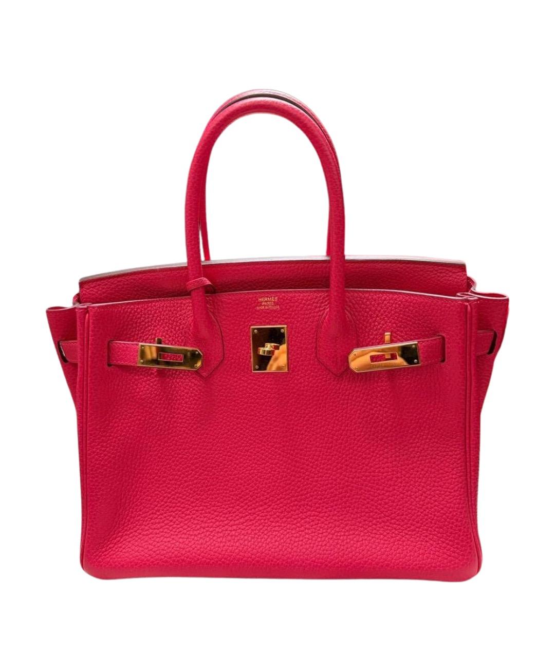 HERMES Розовая кожаная сумка с короткими ручками, фото 1