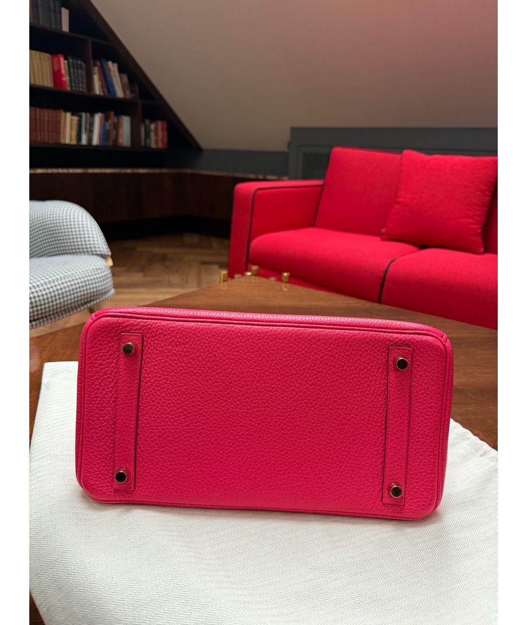 HERMES Розовая кожаная сумка с короткими ручками, фото 6