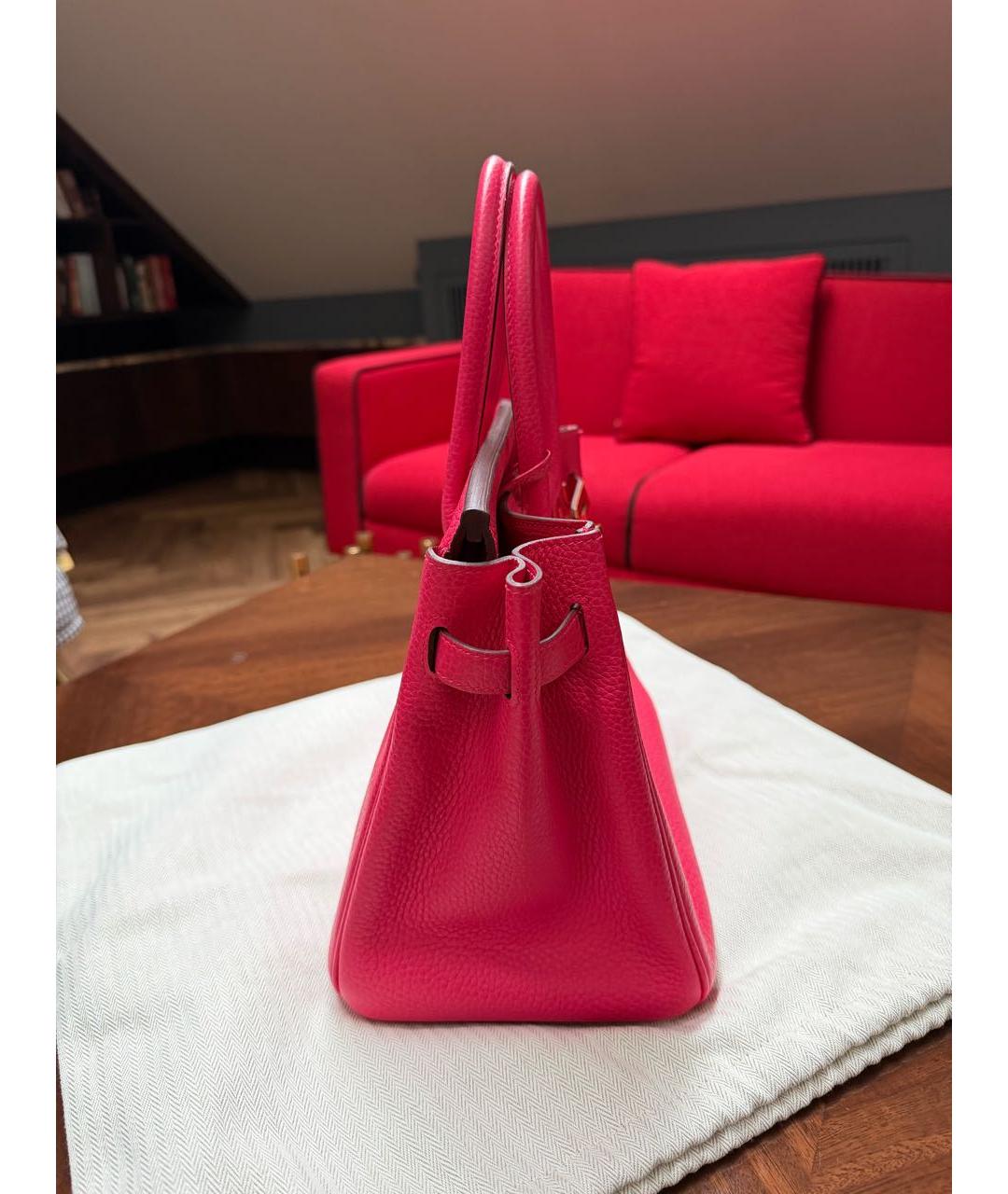 HERMES Розовая кожаная сумка с короткими ручками, фото 2