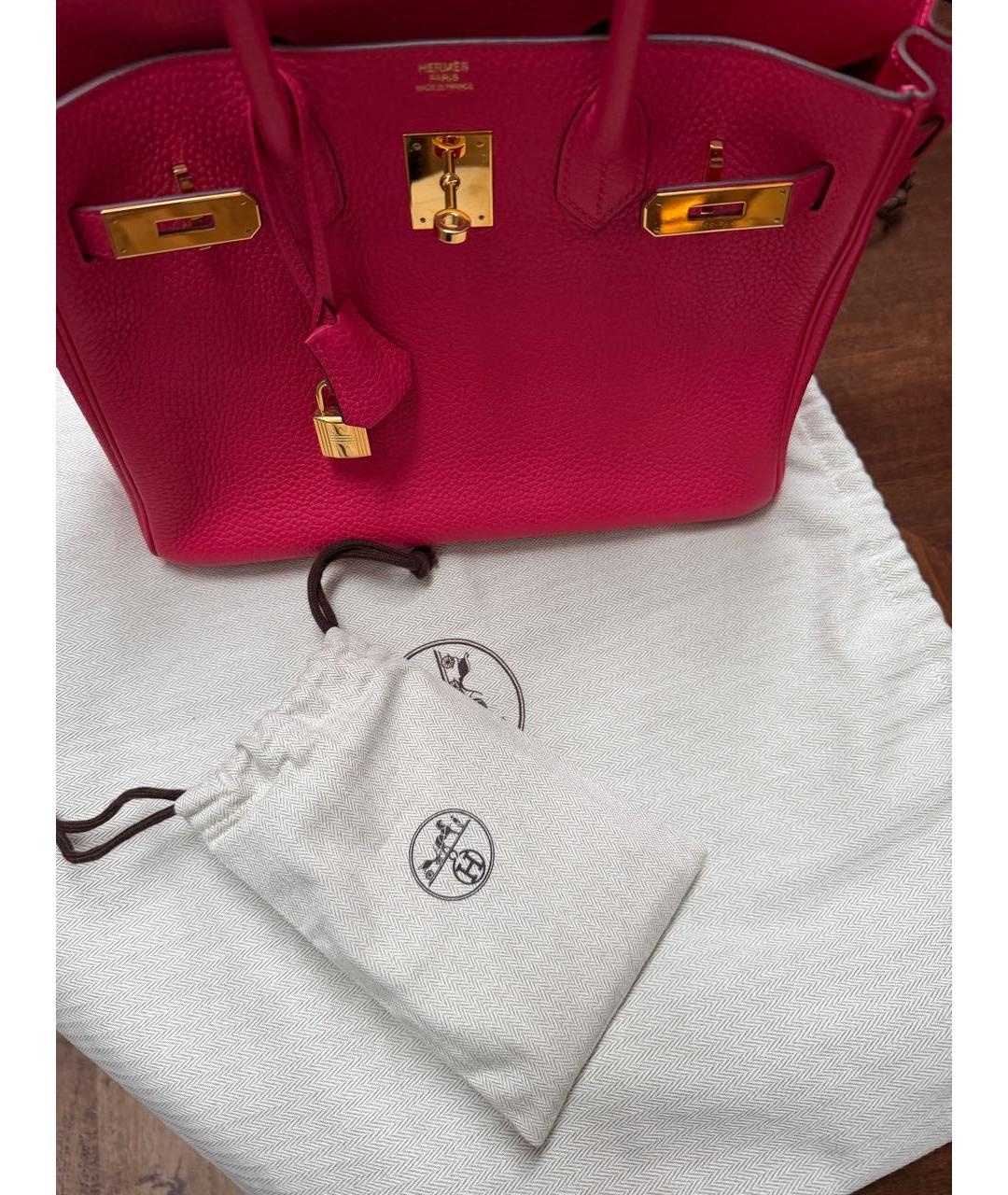 HERMES Розовая кожаная сумка с короткими ручками, фото 5