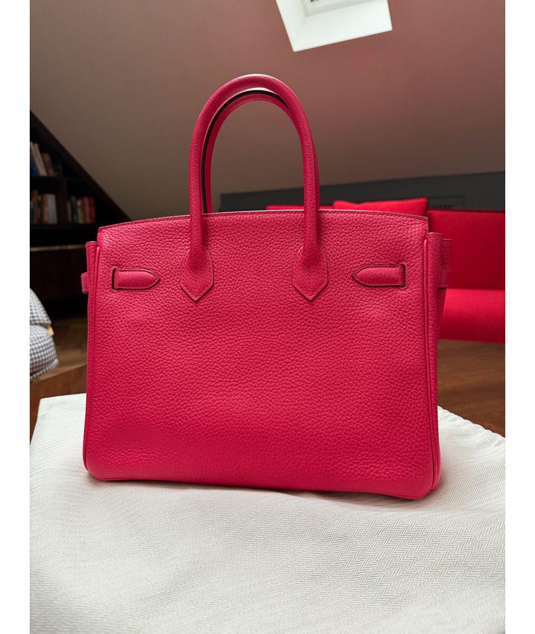 HERMES Розовая кожаная сумка с короткими ручками, фото 3