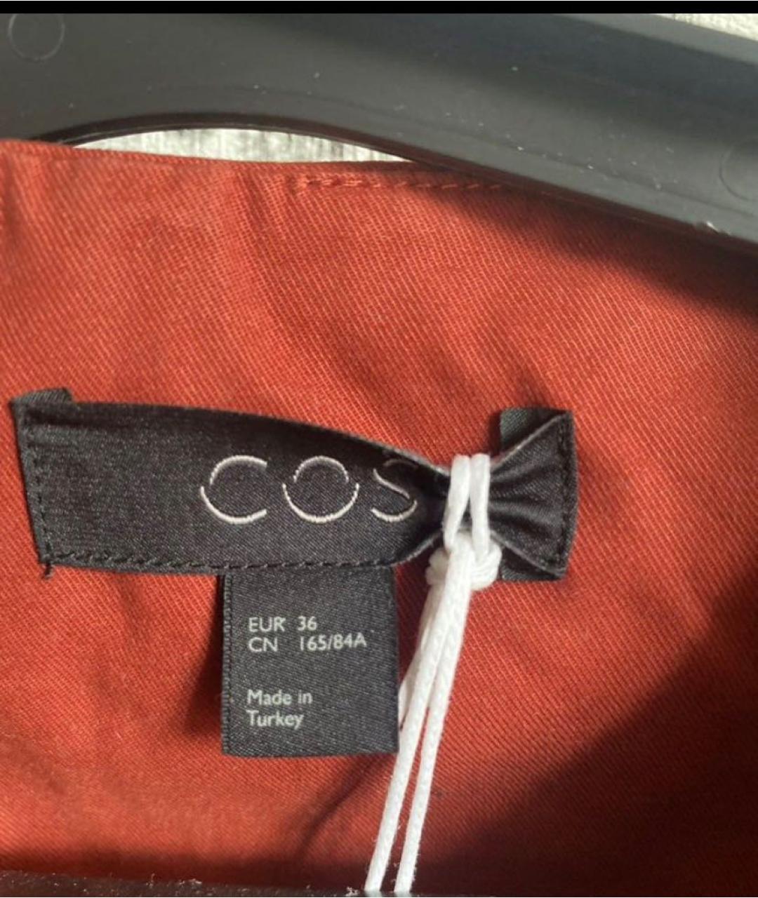 COS Коричневое хлопко-эластановое повседневное платье, фото 3