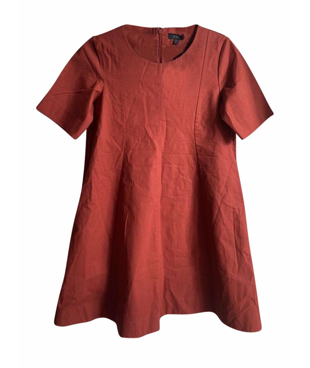 COS Коричневое хлопко-эластановое повседневное платье, фото 1