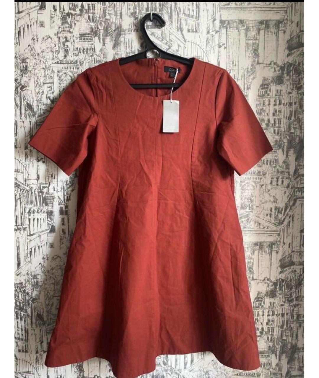 COS Коричневое хлопко-эластановое повседневное платье, фото 6