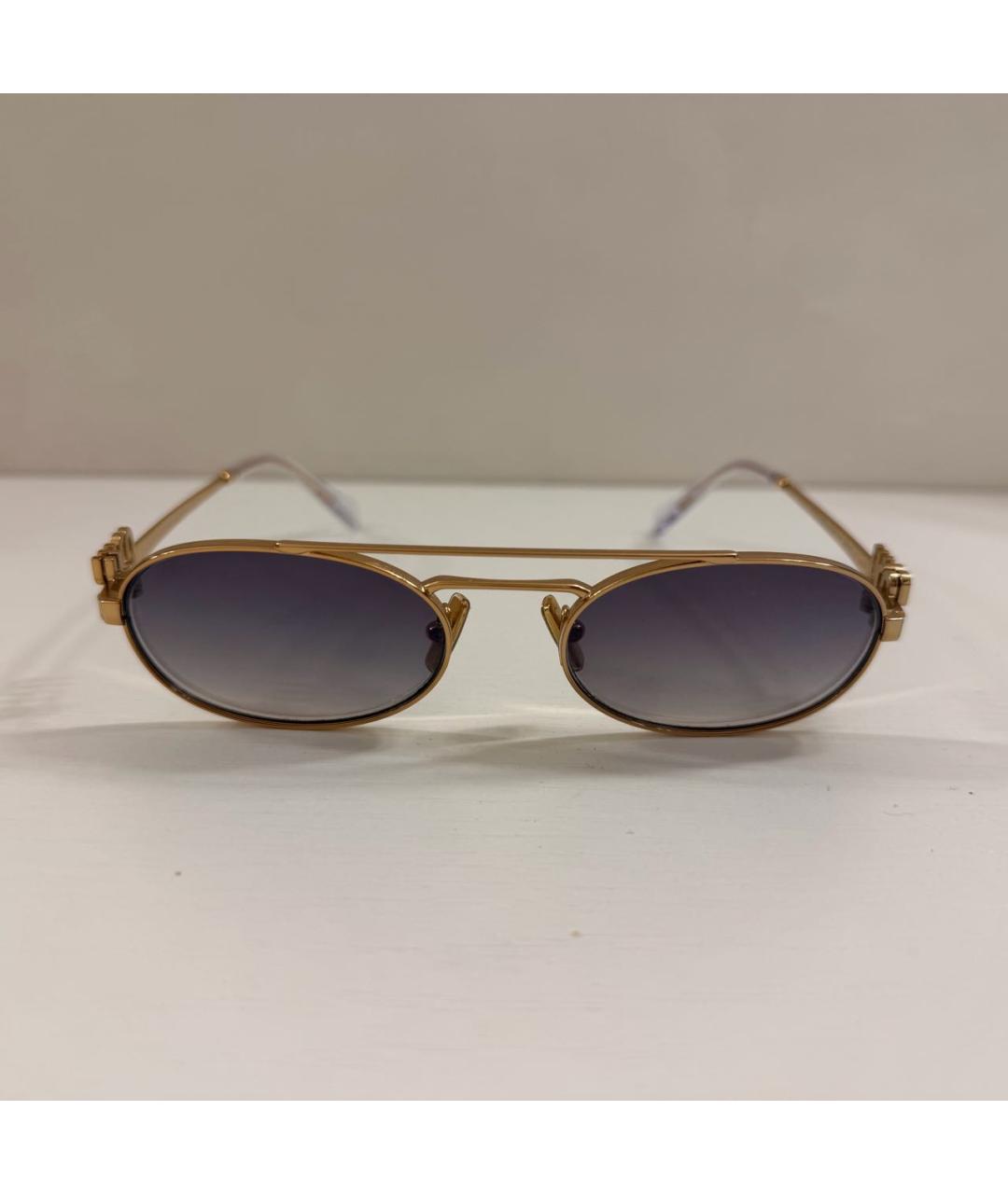 MIU MIU Золотые металлические солнцезащитные очки, фото 3
