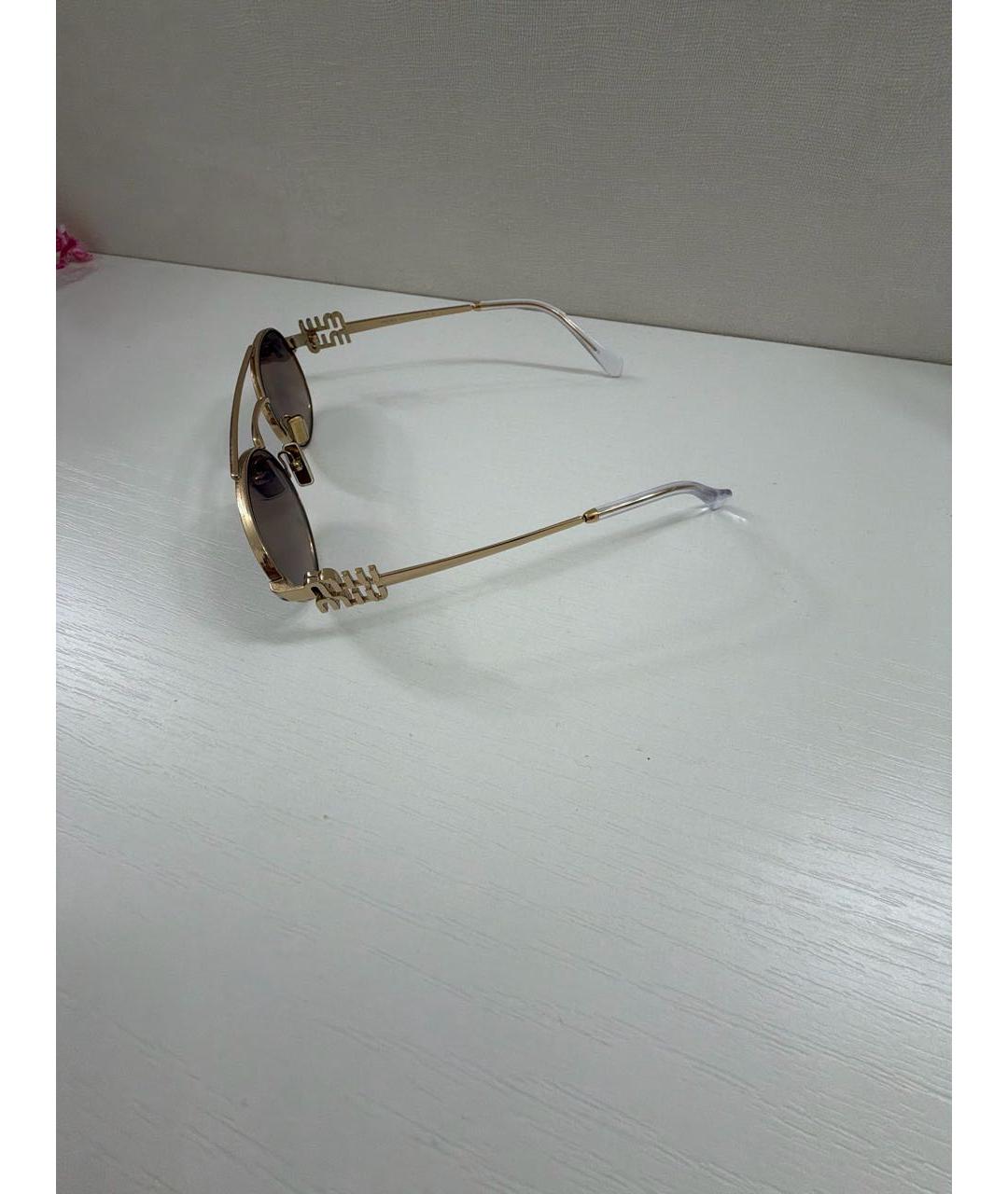 MIU MIU Золотые металлические солнцезащитные очки, фото 2