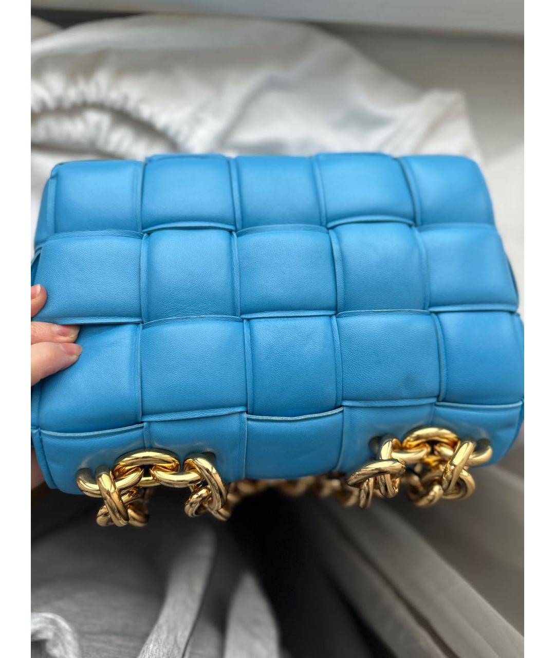 BOTTEGA VENETA Голубая кожаная сумка через плечо, фото 4