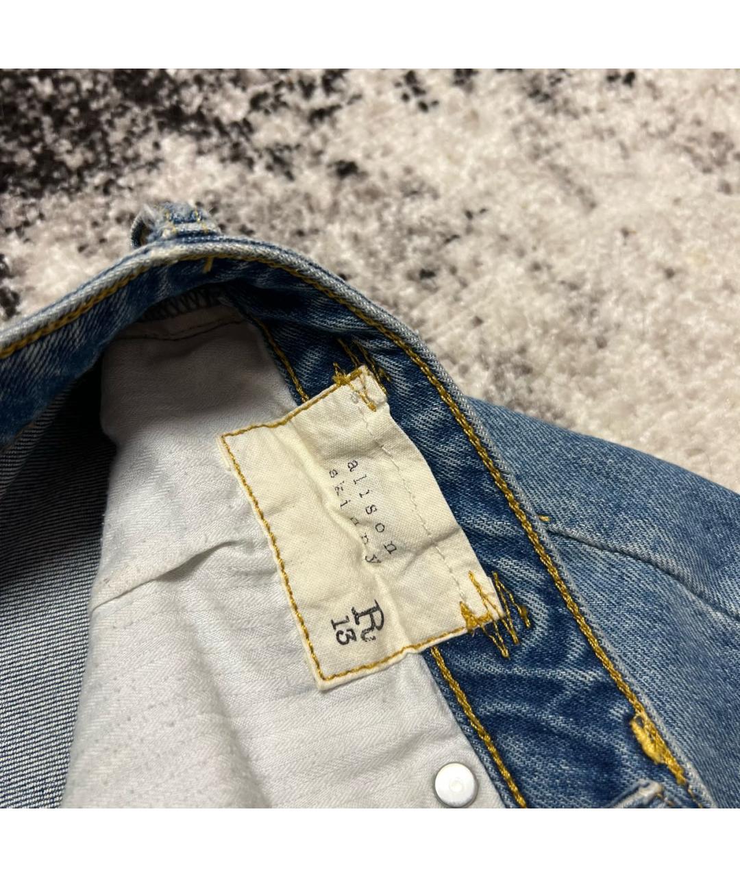 R13 Голубые хлопко-эластановые джинсы слим, фото 5