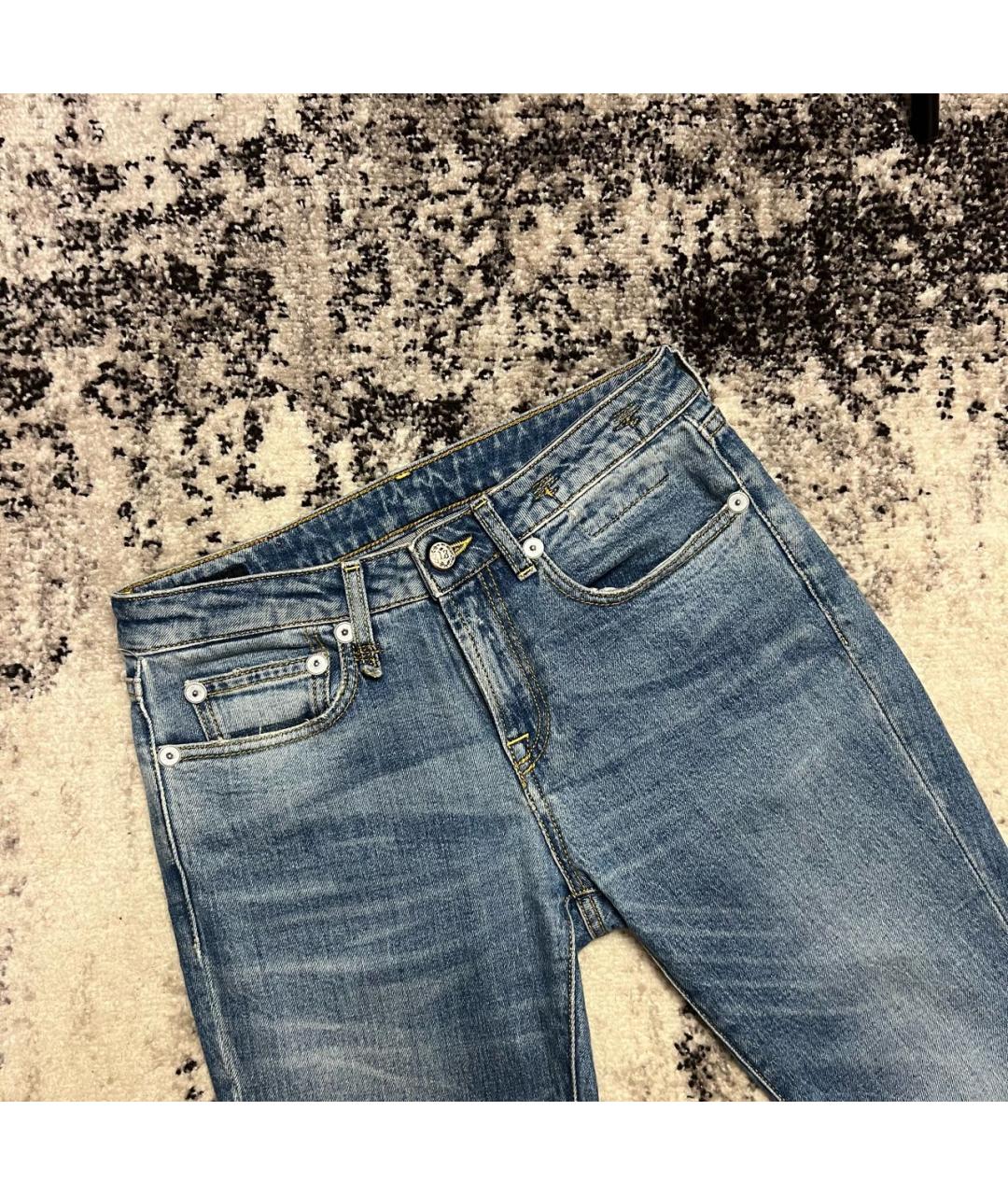 R13 Голубые хлопко-эластановые джинсы слим, фото 2