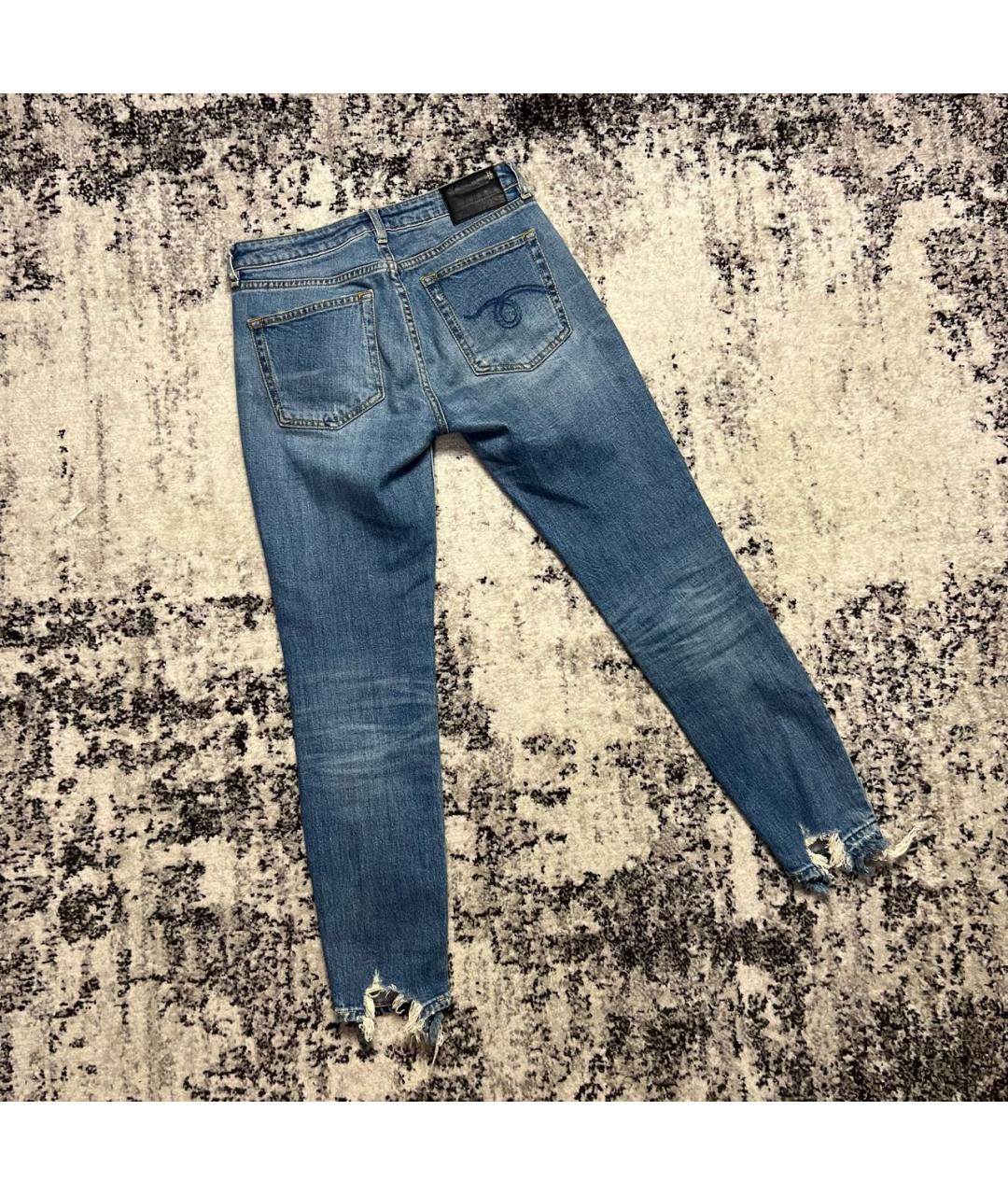 R13 Голубые хлопко-эластановые джинсы слим, фото 3