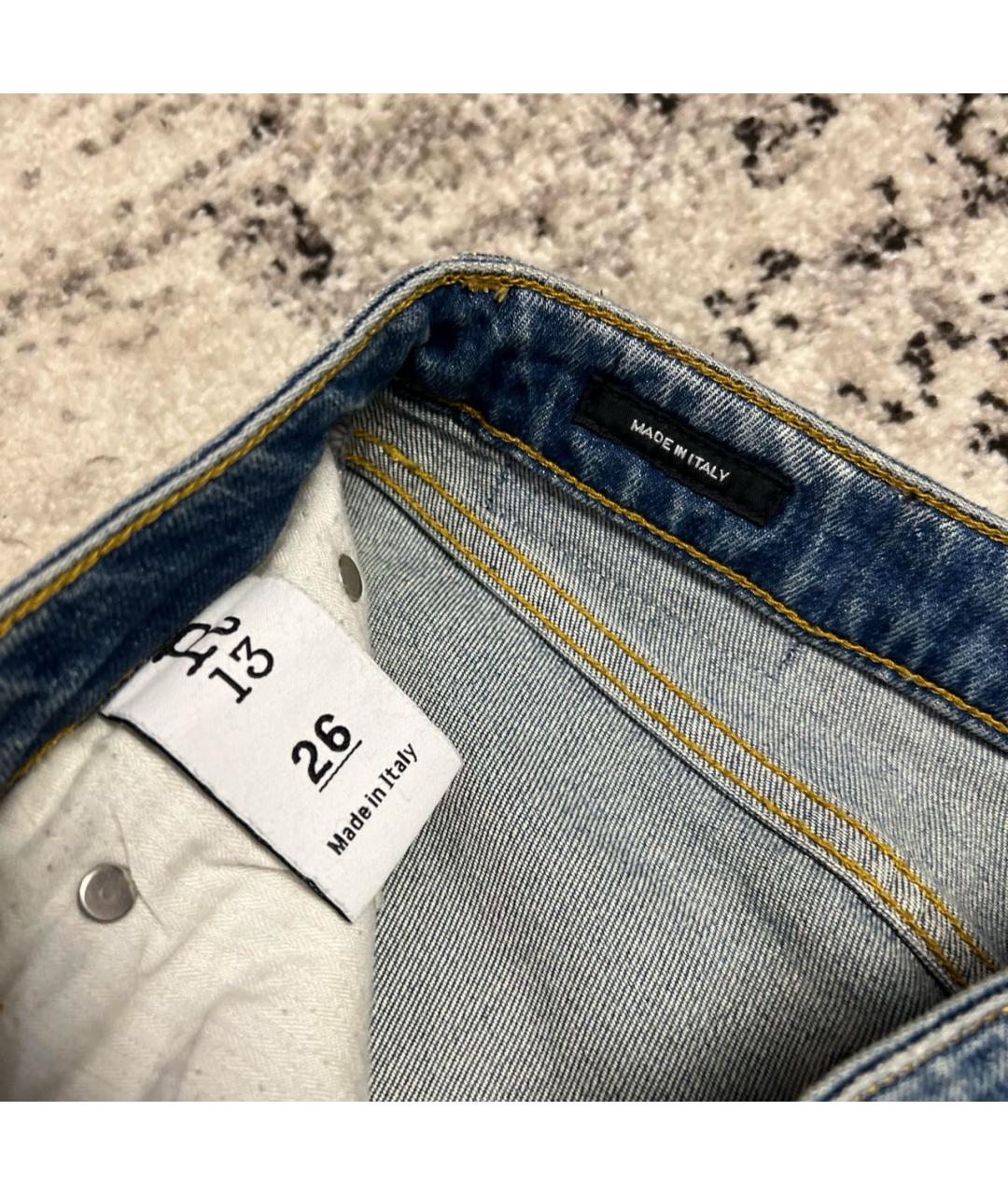 R13 Голубые хлопко-эластановые джинсы слим, фото 6