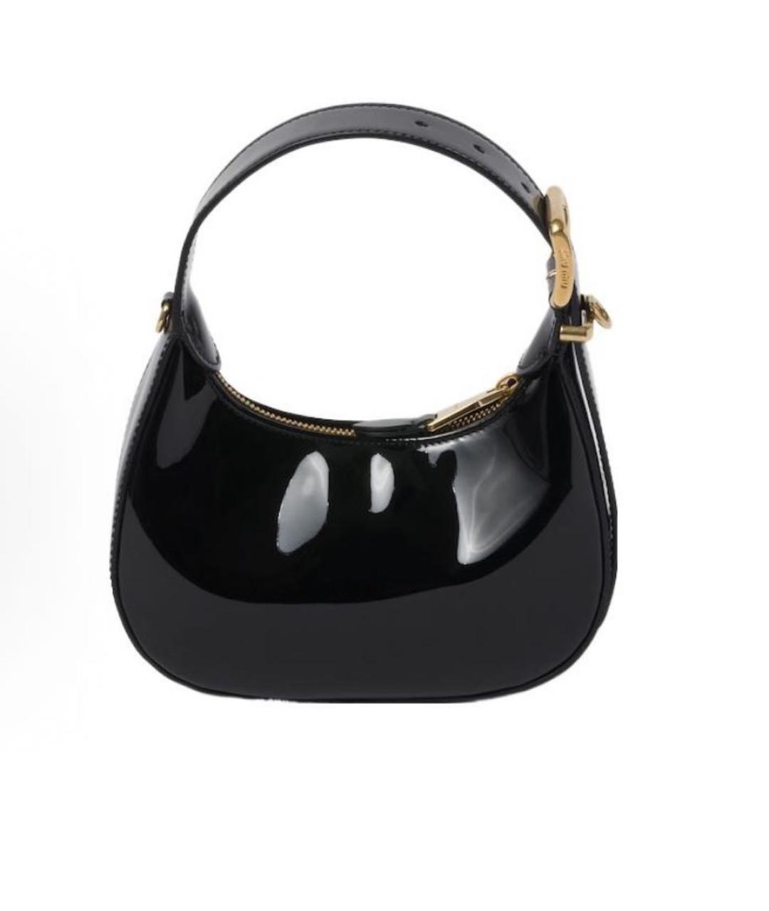 MIU MIU Черная сумка с короткими ручками из лакированной кожи, фото 3